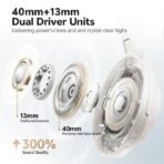 Tai Nghe Chụp Tai Không Dây QCY H3S (Bluetooth v6.0, 102H, 750mAh, Hi-Res Audio, 360° Spatial Sound, 56dB Adaptive ANC, 40mm & 13mm Dual Driver Units, Seamless Switching, 7 Mics with Al for Call Clarity) - Ảnh 6