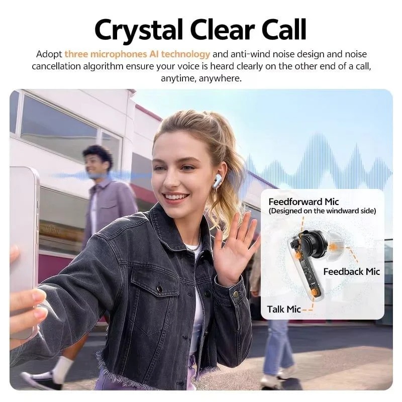 Tai Nghe Không Dây TWS QCY T13 Pro (Bluetooth v6.0, 8.5H, 6-Mic ENC Clear Calls, -50dB Hybrid ANC, APP Customization & 12 EQ Presets, Instant Multipoint Connection) - Ảnh 5