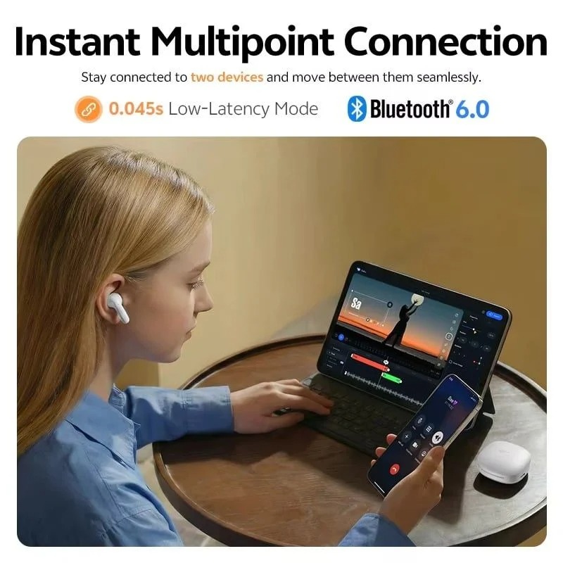 Tai Nghe Không Dây TWS QCY T13 Pro (Bluetooth v6.0, 8.5H, 6-Mic ENC Clear Calls, -50dB Hybrid ANC, APP Customization & 12 EQ Presets, Instant Multipoint Connection) - Ảnh 6