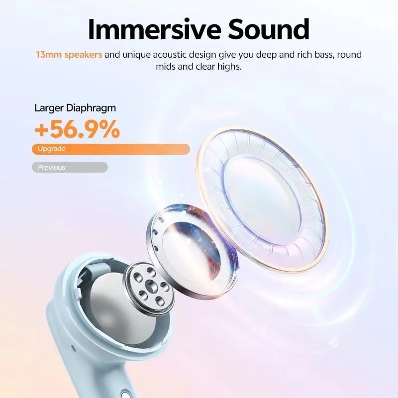 Tai Nghe Không Dây TWS QCY T13 Pro (Bluetooth v6.0, 8.5H, 6-Mic ENC Clear Calls, -50dB Hybrid ANC, APP Customization & 12 EQ Presets, Instant Multipoint Connection) - Ảnh 4
