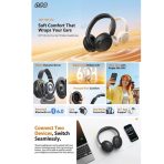 Tai Nghe Chụp Tai Không Dây QCY H2s Lite (Bluetooth v6.0, 60H, ENC, Dual-Device Connection, 40mm Dynamic Driver, QCY APP) - Ảnh 2